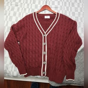 Old Navy Women's Maroon Cable Knit Cardigan